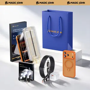 MAGICJOHN Digital Value Bundle for iPhone17/16/15Pro&Pro Max Includes HD or Privacy Tempered Glass Screen Protector, Camera Lens Protector, 360° Rotating Magnetic Stand Phone Case, 45W Super Fast Charger, and 65W USB-C 4-in-1 Charging Cable summervibes