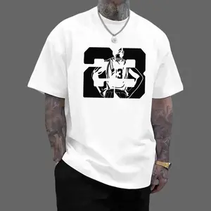Men's Summer Fashion 23 Basketball Player Printed Short Sleeve T-Shirt High-End Comfortable Casual Crew Neck Top 100% Pure Cotton Micro-Elastic Fabric