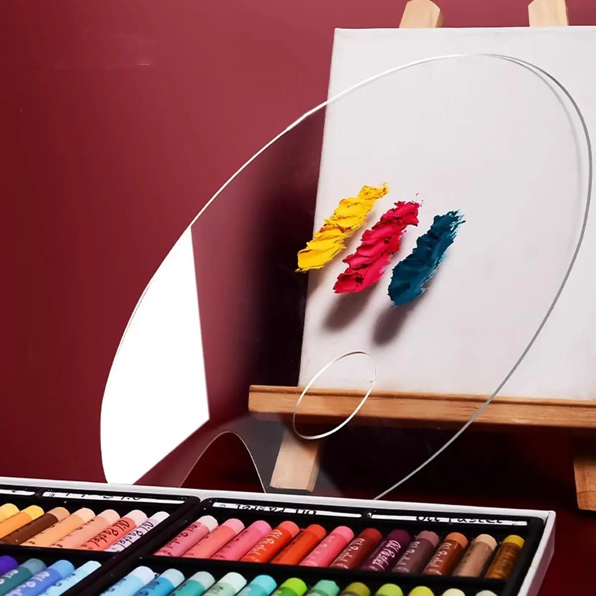 Acrylic Paint Palette, 1 Count Clear Oval Shape Palette, Painting Art Supplies For Art Lovers