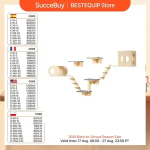 SucceBuy Wall Mounted  Shelves  Wall Shelves and Perches with Jumping Boards Hammocks &  Tree  Furniture and Shelves Foldable Interactive  Scratching Board Multi-Level Cat Tree with Hammock Accordion Cat Scratch Board