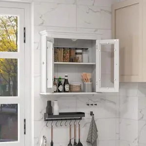 Wall Mounted Door Cabinet with 3, Level Adjustable Shelf