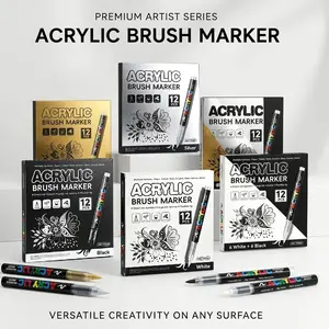 Direct Liquid Acrylic Soft Tip Marker, High Coverage Silver Gold, Waterproof Scratch-Resistant Quick-Dry, Multi-Material Art Supplies