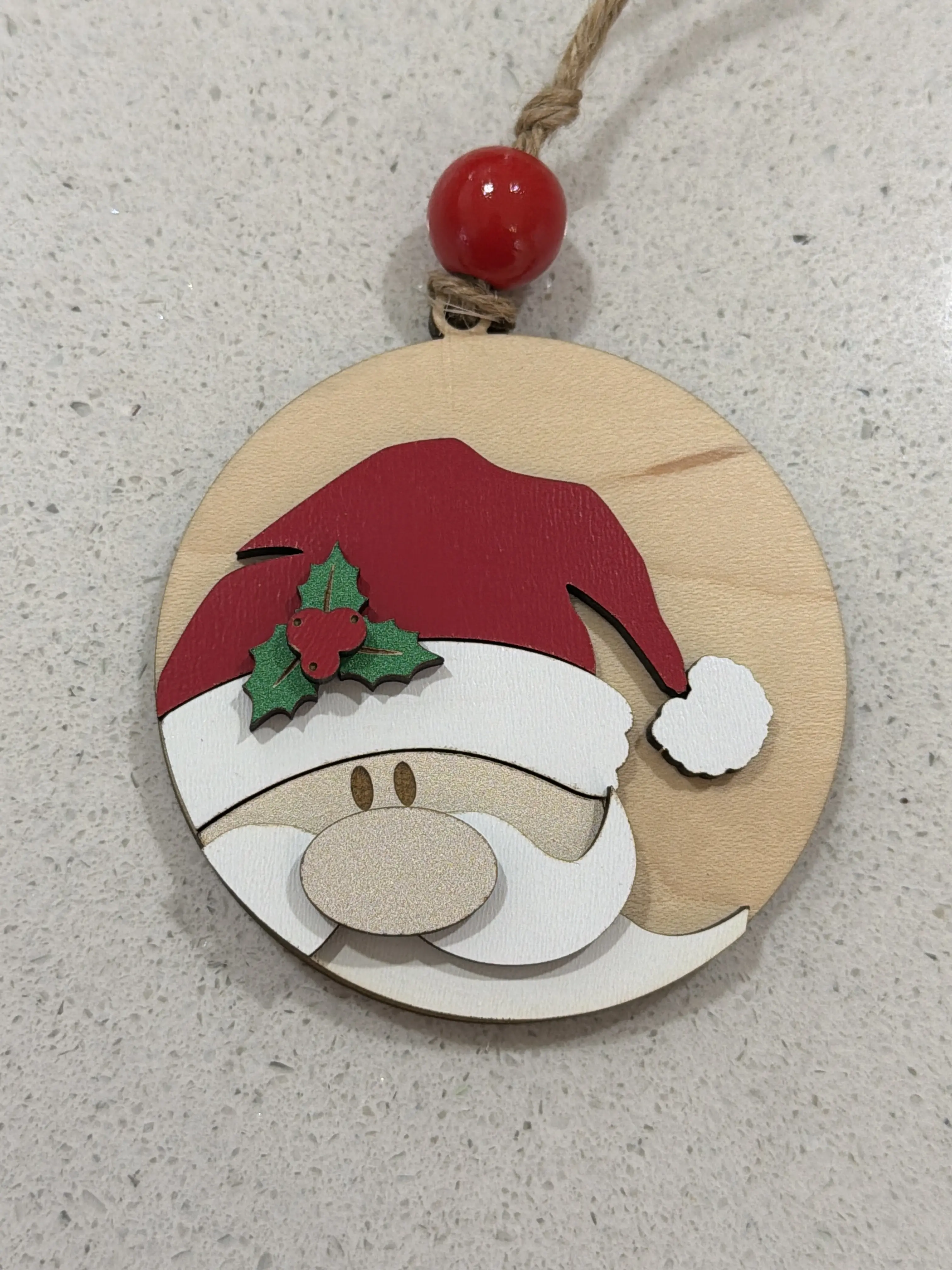 Santa Wooden Christmas Ornament