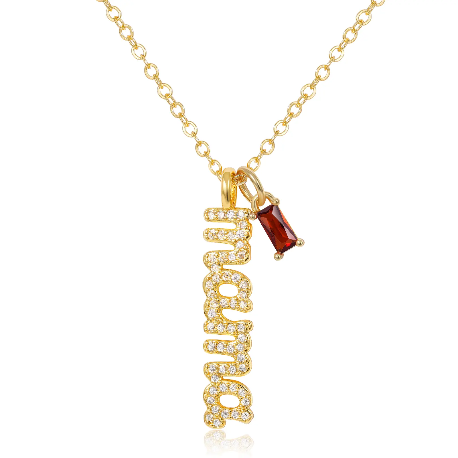 KissYan Mama Birthstone Necklace For Women, 14K Gold Plated Letter Pendant Dainty Jewelry for New Mom Wife, Fashion Jewelry Gift For Mother's Day,summerwins