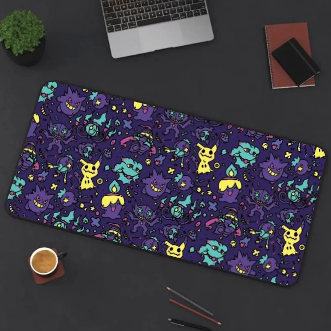 Gengar Ghost Pattern Desk Mat! Perfect for a Gift, Present, Holiday, Birthday! Japanese Anime