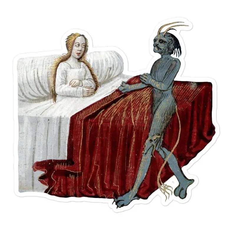 Weird Medieval Art sticker, Medieval meme sticker, Medieval sleep paralysis demon sticker