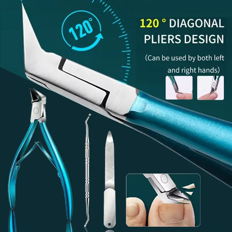 3pcs Ingrown Toenail Correction Kit, Nail Trimmer Kit, Nail Clipper, Cleaner & File, Nail Care Set / Pedicure Tools