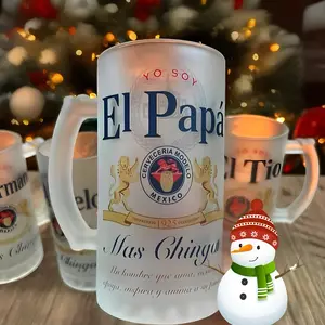 Men's 16oz Frosted Beer Mug, Reusable Washable Drinkware Tumbler, Stylish Kitchenware for Coffee, Father's Day Gift Ideas Cup Beverage Beverage Reuse