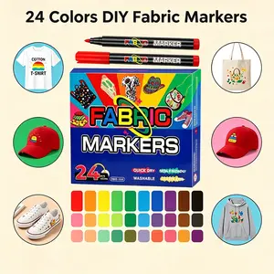 【12/24Color Fabric Markers Pens】Indelible & Permanent Fabric Paint Pens for Sneakers, Bags, Shoes, Textile, Canvas, Sewing, Craft, DIY, Laundry-Safe Art Markers, Non-Toxic, Quick-Dry, DIY Fabric Crafts, Clothing Decoration, Creative Design, Vibrant Colors