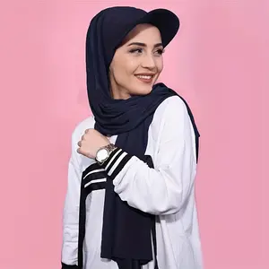 Solid Color Lightweight Scarf Stretchy Baseball Cap Hijab Middle Eastern Thin Chiffon Head Wrap Casual Outdoor Sports Headscarf