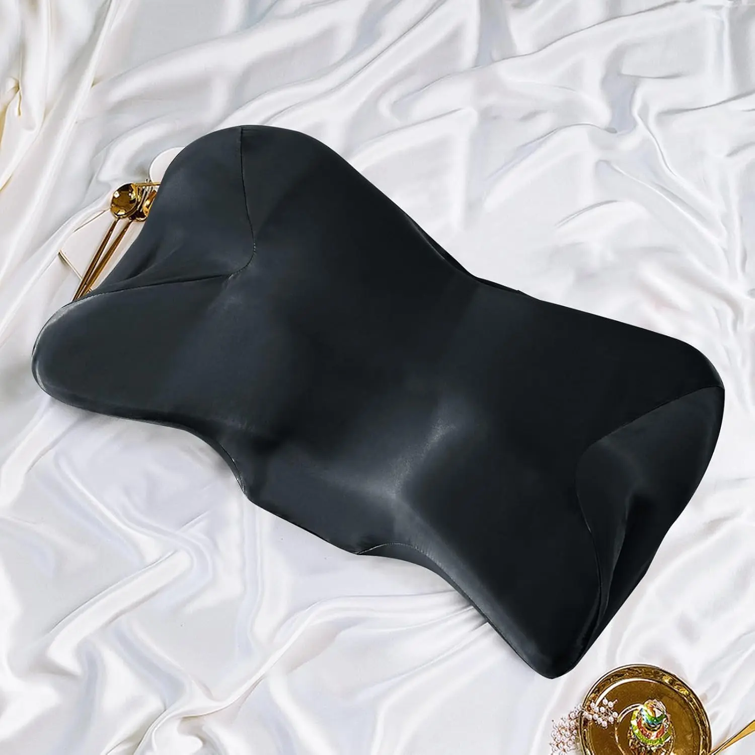 Pillowcase for Cervical Pillow, Black Cervical Pillow Case Pillow Case Cover with Zipper, Ergonomic Pillowcase for Neck Pillow Cover