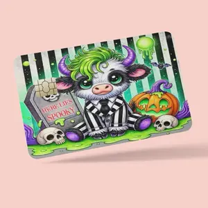 Spooky Highland Cow Card Sticker – Halloween Edition Ghoul Halloween Highland Cow Tumbler Wrap, Spooky theme
