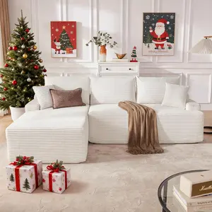 【2 packages shipping】Cloud Sectional Couch, Boneless Sofa for Living Room, Modular Sectional Sofa with Deep Seat, Fluffy Comfy Couch with L-Shaped Chaise, No Assembly Required