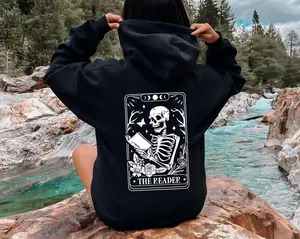 The Reader Tarot Card Hoodie, Skeleton Reading Hoodies, Book Lover Gift For Women, Book Lover T-Shirt, Tarot Card Hoodie