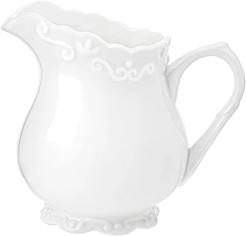 6oz Pure White Ceramic Coffee Creamer Pitcher with Handle, Home Supplies Milk Serving Container