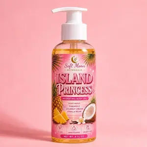 Island Princess Body Oil  Pineapple Coconut Vanilla | Hydrating Glow Oil | Long Lasting Sweet Tropical Scent | Soft Feminine Moisturizing Body Oil 4 oz