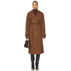 ALL THE WAYS Milana Faux Suede Coat in Brown