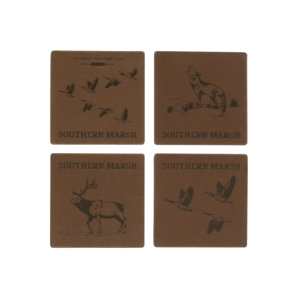 Waxed Canvas Coaster Set - Etched Animals Waxed Canvas Coaster Set - Etched Animals