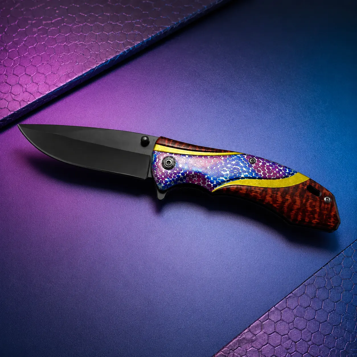Premium EDC Folding Knife 3.7", 3D Printed Stainless Steel Handle, Titanium Gray Stainless Steel Blade, Outdoor Pocket Tool