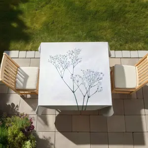 360 Stand Blue Floral Print Baby's Breath Tablecloth, 58x58in Washable Weather Resistant Table Cover, Outdoor Living Furniture Accessory, Indoor-Outdoor Home Decor (Model C1TC5858ADPDC8), Washable Table Cover