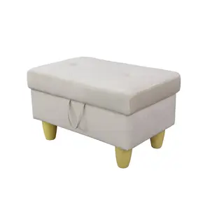 28.5" White Flannel Ottoman - Soft Velvety Foot Rest Stool, Upholstered Cube for Living Room Bedroom, 1-Piece
