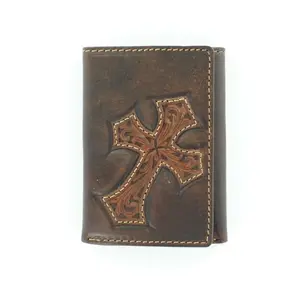 Nocona Men's Tooled Cross Leather Trifold Wallet N5487244