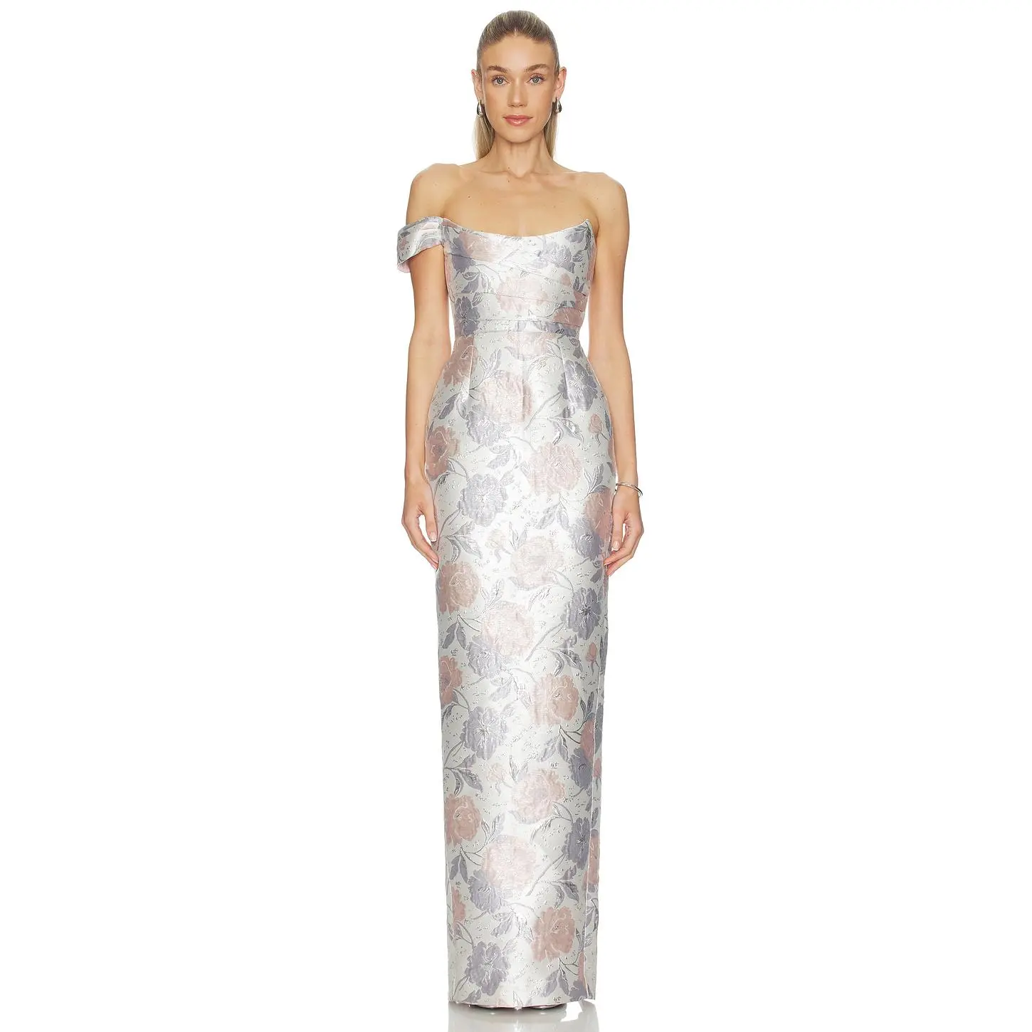 SAU LEE Jackson Brocade Gown in Lilac Multi