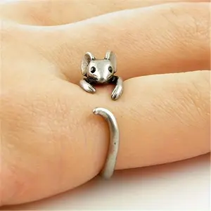 Adorable Mouse-Shaped Adjustable Fitted Ring - Creative Design Accessory, Animal-Themed Party Jewelry, Casual Costume Jewelry, Adjustable Fitted Rings