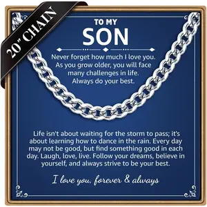 Easter Basket Stuffers - Easter Gifts for Men Boys Necklace Chain, Cuban Link Chain Gifts for Men Him, Anniversary Birthday  for Husband Son, 7mm Width Stainless Steel Necklace