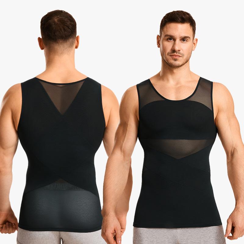 Nebility Men's Compression Shirt for Body Shaper Slimming Menswear Breathable Shapewear Top Shapewear Compression Shapewear Tops Waist Trainer Vest Shapewear Tops