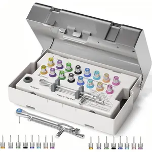 Dental Implant Kit, Universal Prosthetic Torque Wrench Repair Tool Set, Adjustable Ratchet & 16 Pcs Screwdriver Tool, Torque Value of 10-70Ncm, Disassemble/Secure Implant Restorations