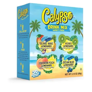 Drink Mix Variety Pack – Lemonade On-the-Go Powdered Drink Mix Packets – Low Calorie Water Enhancer – Island Wave, Kiwi, Southern Peach, Ocean Blue Lemonade, 30 Count