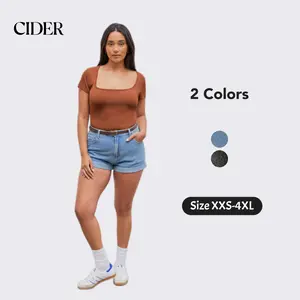 Cider Denim Shorts With Belt Casual Summer Vacation Outfit