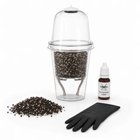 Tissue Culture Acclimation Kit 5-Pack, 3-inch Self-Watering Cups with Vented Dome, Premium Substrate Mix & Cleaning Drops for Plantlets