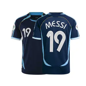 No.19# Messi Retro Soccer Jersey 2006 Away Short Sleeve