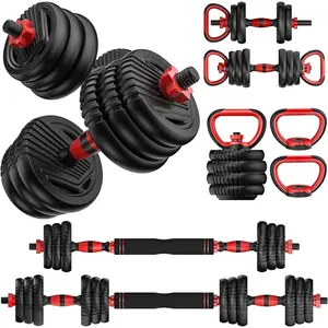Adjustable Dumbbells 20/30/45/70/90lbs Free Weight Set with Connector 5 in1 Dumbbells Used as Barbell Kettlebells Push up Stand Fitness Exercises for Home Gym Suitable for Men Women