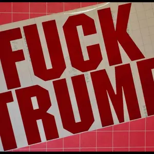 FUCK TRUMP Sticker - Red and White Design, Simple and Bold Text, Ideal for Political Expression