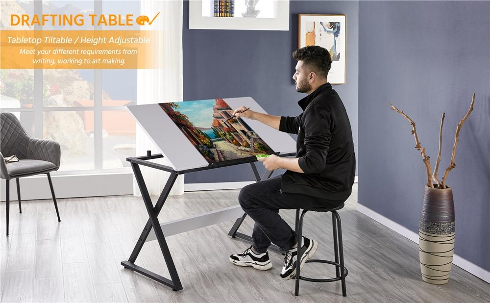 Yaheetech Drafting Table with Adjustable Tabletop Drawing Desk Art Craft Station with Pencil Ledge for Artist Painters Home Office Yaheetech Drafting Table with Adjustable Tabletop Drawing Desk Art Craft Station with Pencil Ledge for Artist Painters Home Office