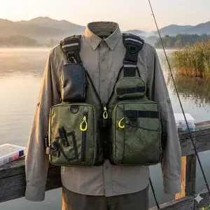 Modular Adjustable fishing Life Vest with Quick-Access pockets, Waterproof Anti-slip Pe material. Versatile Safety Flotation Vest for Kayaking, Trekking & Outdoor Sports.