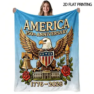 2026 New Arrival: 250th Anniversary Patriotic Retro Bohemian Cartoon Anime Soft Plush Blanket, Flannel Blanket, Suitable for Living Room, Bedroom, Sofa, Holiday Gift
