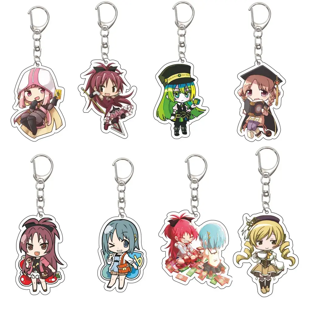 Puella Magi Madoka Magica Acrylic Keychain, Kaname Madoka, Akemi Homura, Tomoe Mami, Miki Sayaka & Sakura Kyoko Anime Character Charm, Gift for Fans