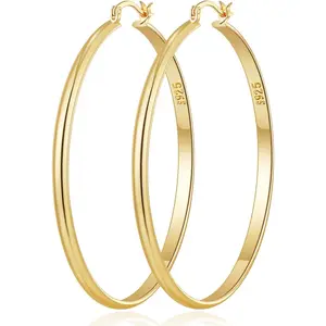 valentine gifts for her-Women’s Big Gold Hoop Earrings, 3mm Wide Oversized Hoops, Minimalist Statement Jewelry, 30/40/50/60mm