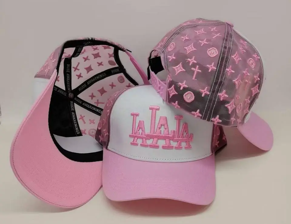 Rude Awakenings LALALA PINK Cap with Pink and White Design and Black Back