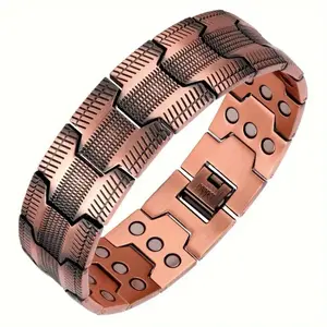Men's copper bracelet, 3 rows of 3500 neodymium magnet design, adjustable length, Christmas men's jewelry gift, Christmas gift magnetic bracelet, can be given to fathers, boyfriends