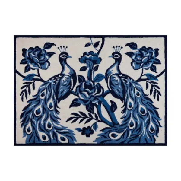 Peking Handicraft 30SJM10460C47 34 x 47 in. Chinoiserie Peacock Hook Rug