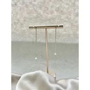 Long Chain Link Dangling Thread Pull Through Earrings