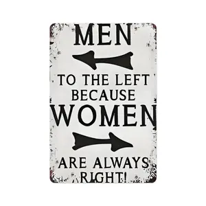 Men To The Left Women Are Always Right Vintage Metal Tin Sign 8x12 Inch (20×30cm) - Funny Bathroom/Bar Wall Decor, Humorous Relationship Quote Sign
