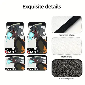 Four-piece anime character cartoon style pattern car floor mat, suitable for front and rear use of vehicles, vehicle floor mat, cartoon pattern, fun decoration, easy to clean, universal model, non-slip mat