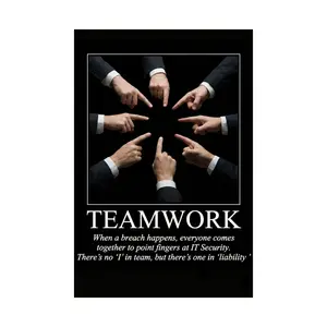 TEAMWORK Cybersecurity Demotivational Poster | Incident Response Humor | IT Security Blame | CISO Gift | Breach Response