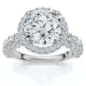 Certified 3 1/5Ct Pave Diamond Engagement Ring 14k Gold Lab Grown